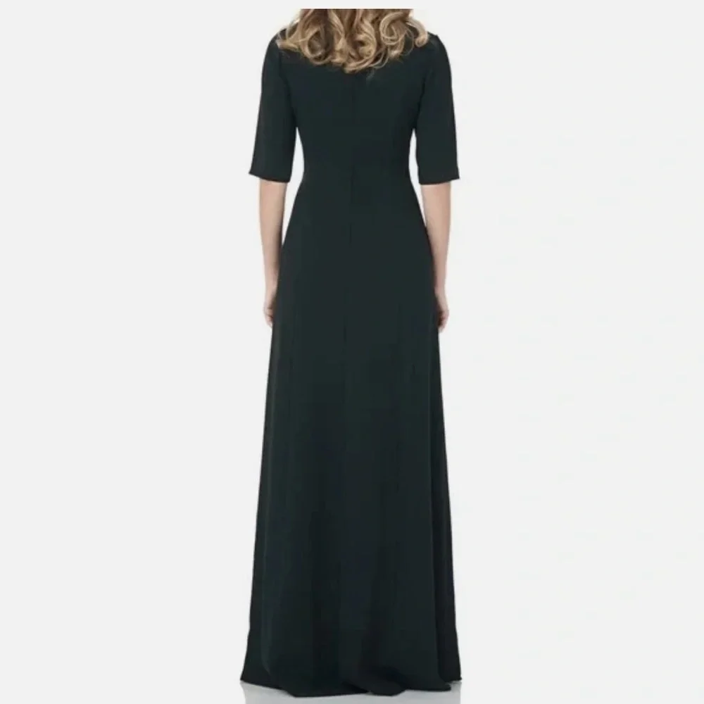 Kay Unger Davina Maxi Walk Through Jumpsuit Size 4 Black Classic Black Elegant